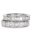 Platinum Asscher Diamond Eternity Bezel Ring