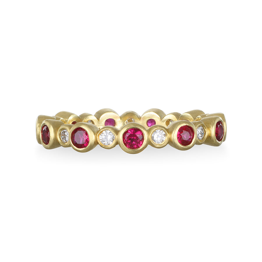 18 Karat Gold  Diamond and Ruby Eternity Band