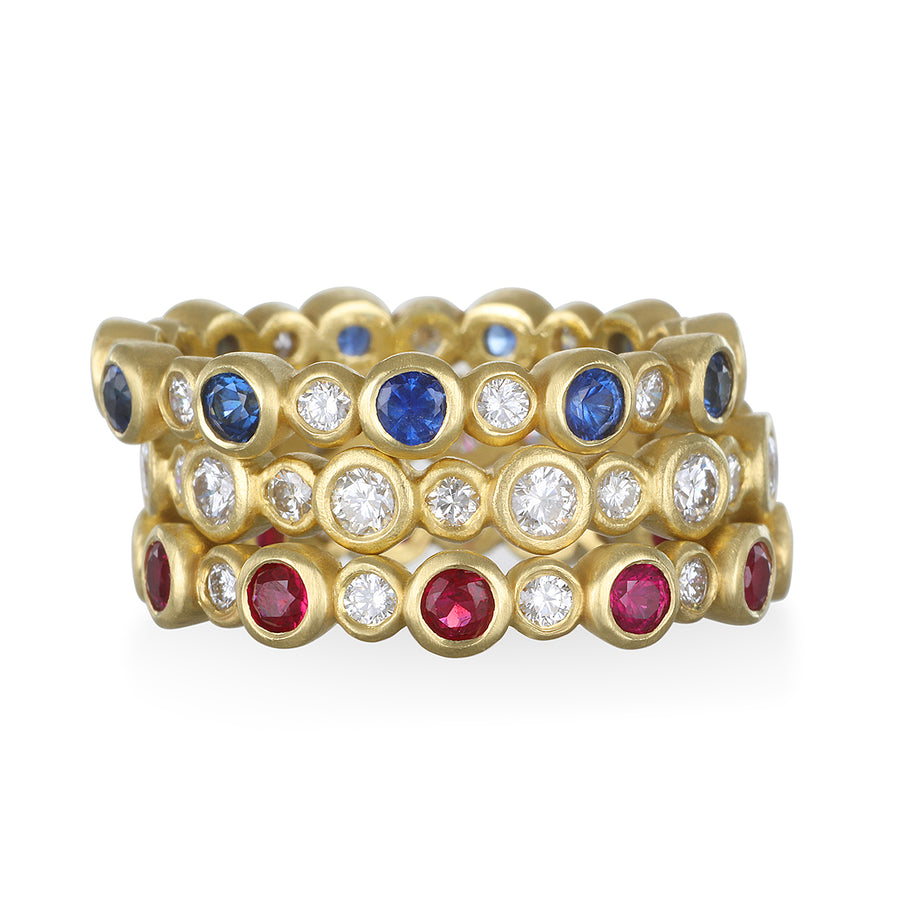 18 Karat Gold  Diamond and Ruby Eternity Band