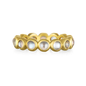 18 Karat Gold Burmese Moonstone Eternity Band