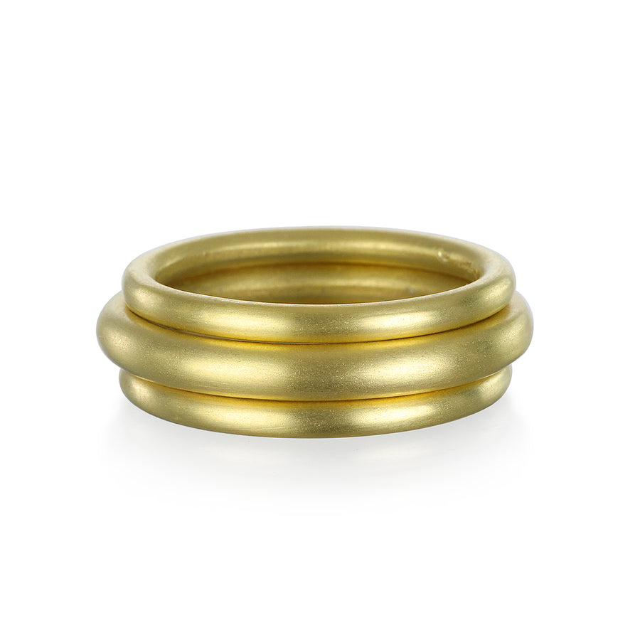 18 Karat Gold Round Comfort Fit Stack Ring - Thick