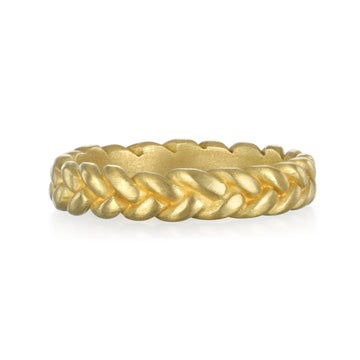 18 Karat Gold Braid Stack Ring - Thin
