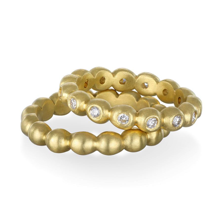18 Karat Gold Diamond Medium Granulation Bead Ring