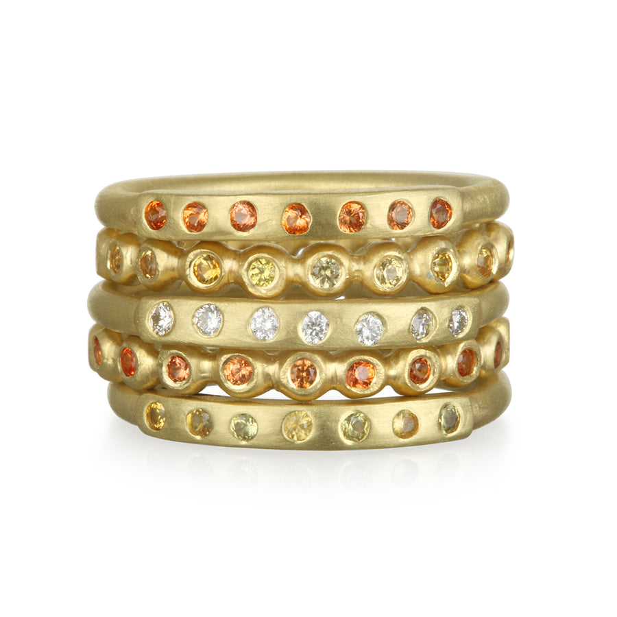 18 Karat Gold Orange Sapphire Eternity Band