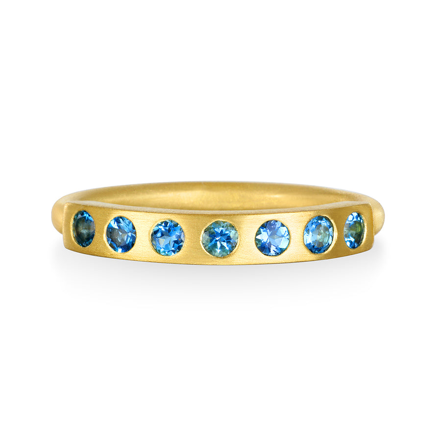 18 Karat Gold Aquamarine Burnished Bar Ring