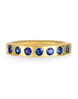 18 Karat Gold Blue Sapphire Burnished Bar Ring