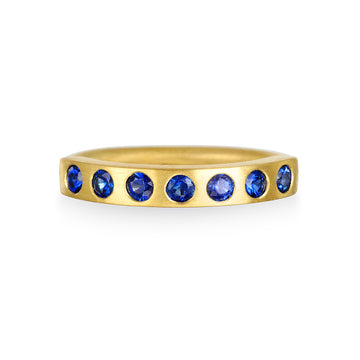 18 Karat Gold Blue Sapphire Bar Ring