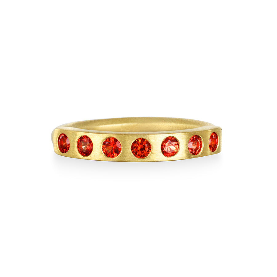 18 Karat Gold Orange Sapphire Burnished Bar Ring