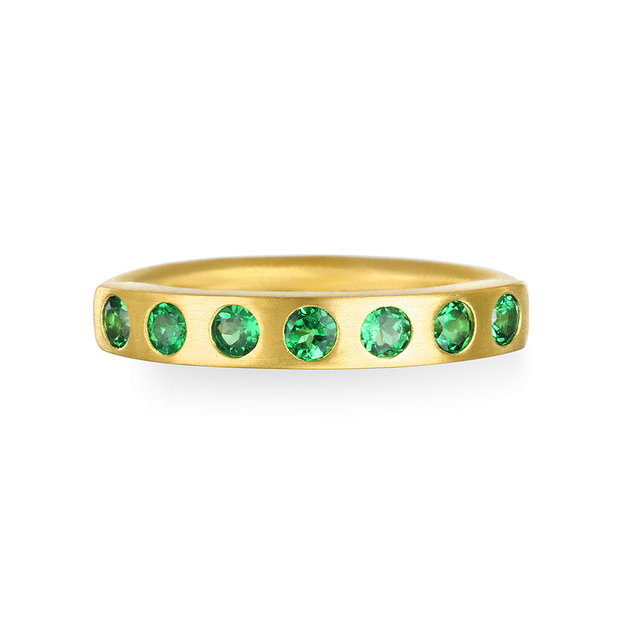 18 Karat Gold Tsavorite Garnet Bar Ring