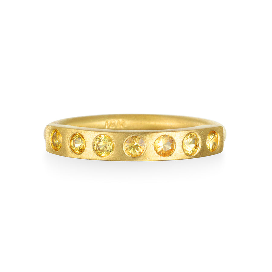 18 Karat Gold Yellow Sapphire Burnished Bar Ring