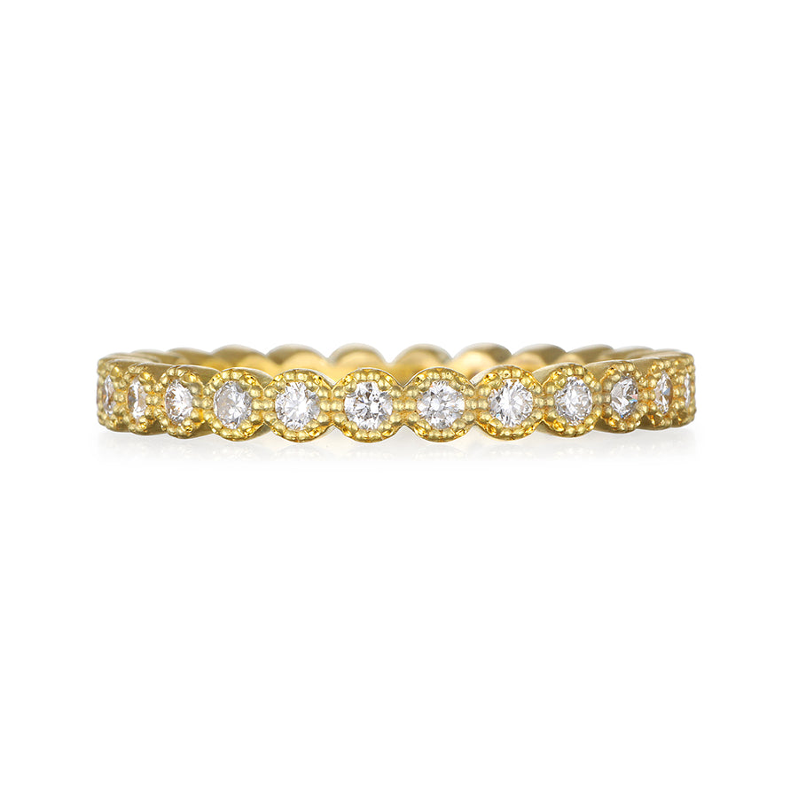 18 Karat Gold Diamond Eternity Band with Milgrain Detail