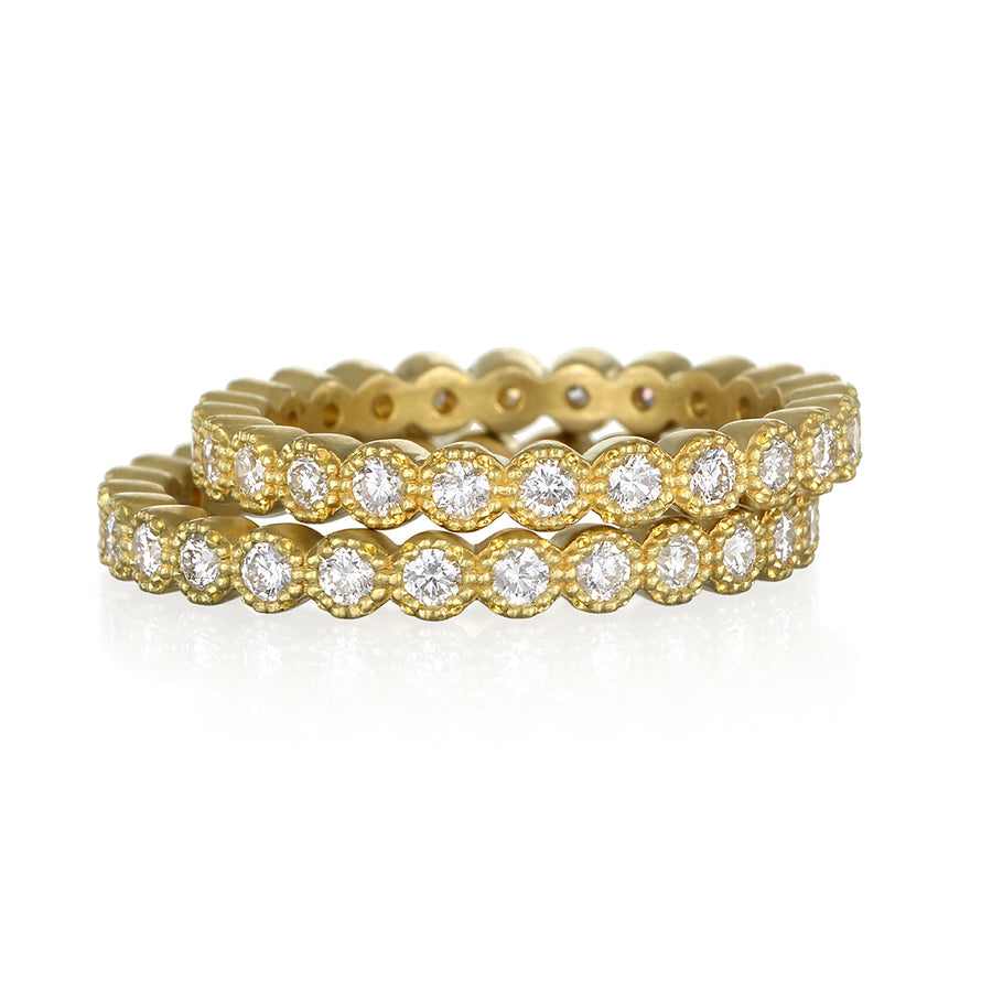 18 Karat Gold Diamond Eternity Band with Milgrain Detail