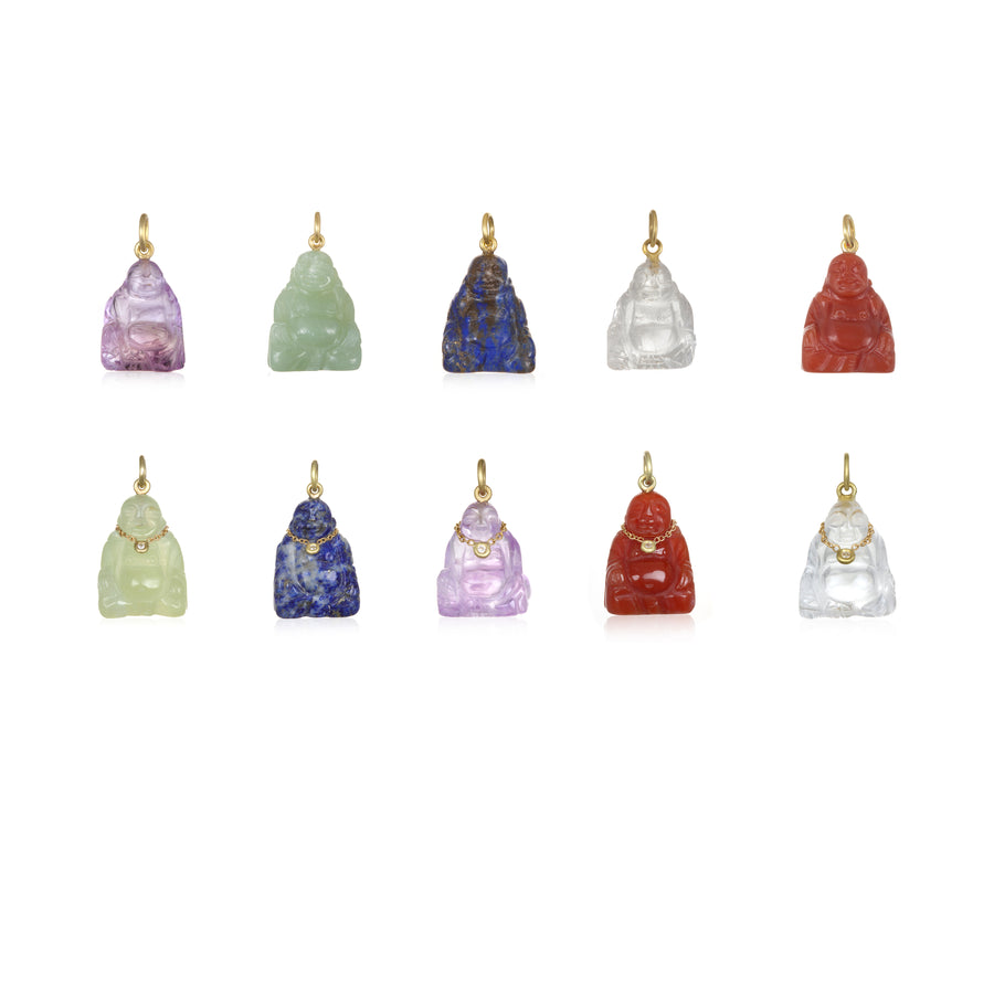 18 Karat Gold Gemstone Buddha Charms - Sold Separately