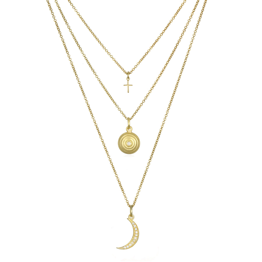 18 Karat Gold Diamond Crescent Moon Charm