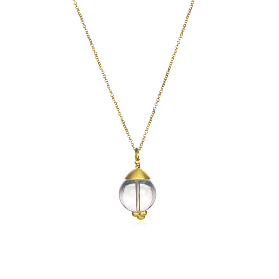 18 Karat Gold Rock Crystal Quartz Orb Pendant