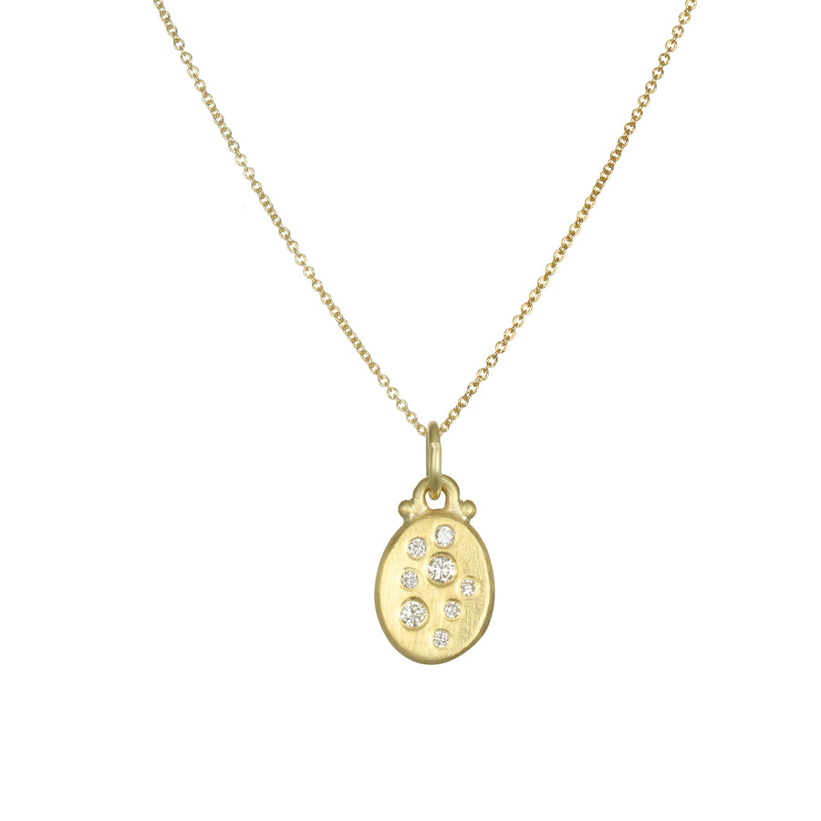 18 Karat Gold Diamond Dog Tag Pendant - Mini